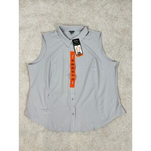 Eddie Bauer Womens XXL Grey Sleeveless Tech Shirt Moisture Wicking Stretch New